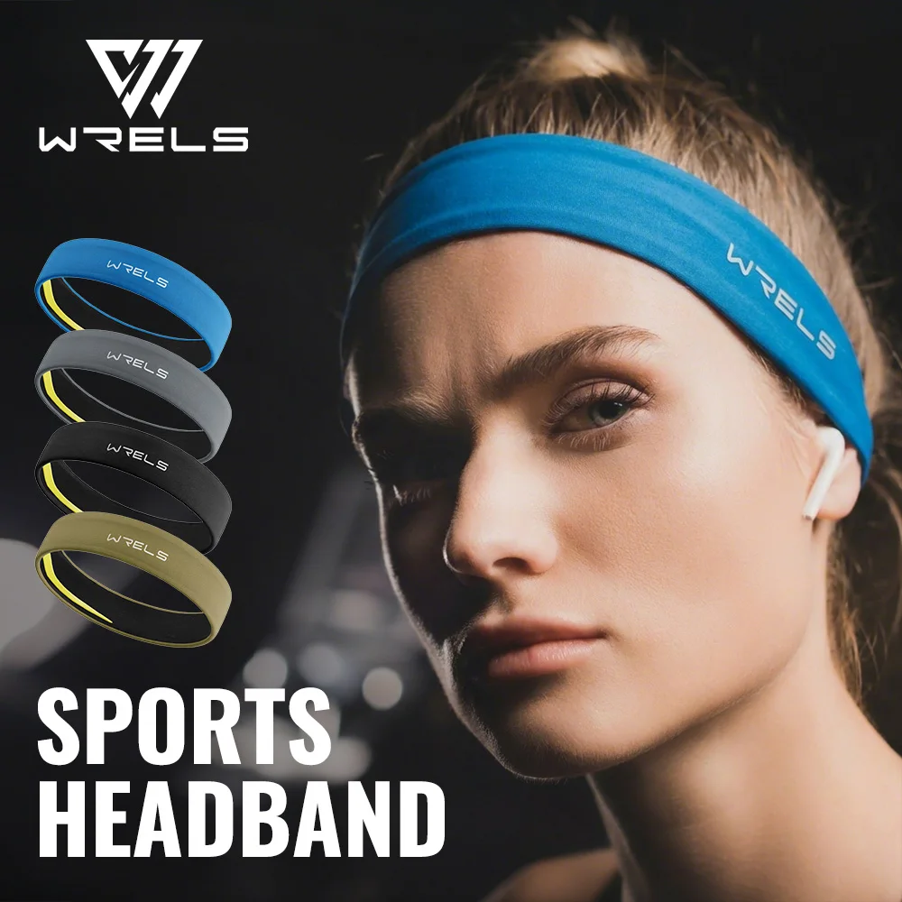 

WRELS Sports Headband Elastic Anti Slip Yoga Hair Band Sweat Absorbing Quick Dry Running Sweatband Women Men Workout Headbands