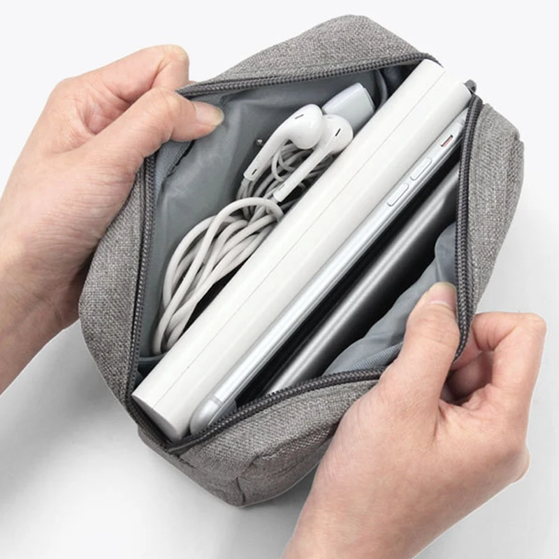 BOONA Portable Travel Storage Bag Multifunctional Storage Bag for Laptop Power Adapter Power Bank Data Cable Charger Gray