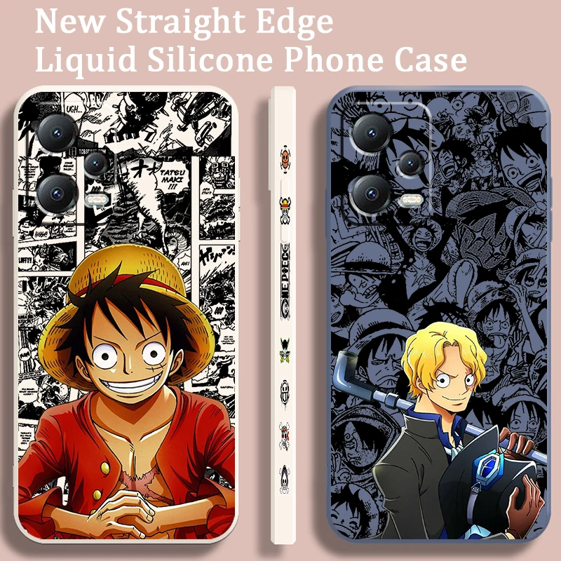 Anime One Piece Luffy Sanji Liquid Left Rope For Xiaomi Redmi Note 13 12 12S 12R 11 11T 11S 10 10S Pro Plus 5G TPU Phone Case