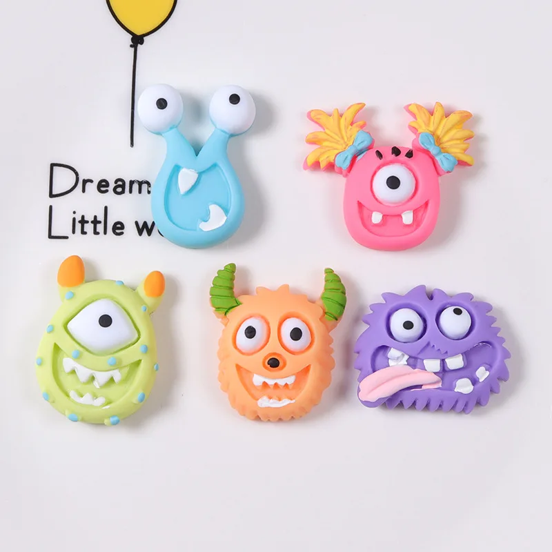 Mini Halloween Monster Flat Back Resin Cabochons, DIY Jewelry, Hairpin Craft, Decoration Accessories, Cute, New, 10 Pcs