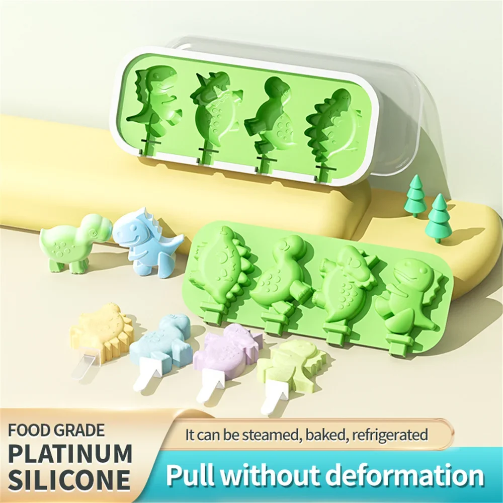 

Silicone Ice Cream Mold With Lid And Sticks DIY Popsicle Mould Dinosaur Shape Pastry Mold Kitchen Ice Cream Tool Stanleys cup