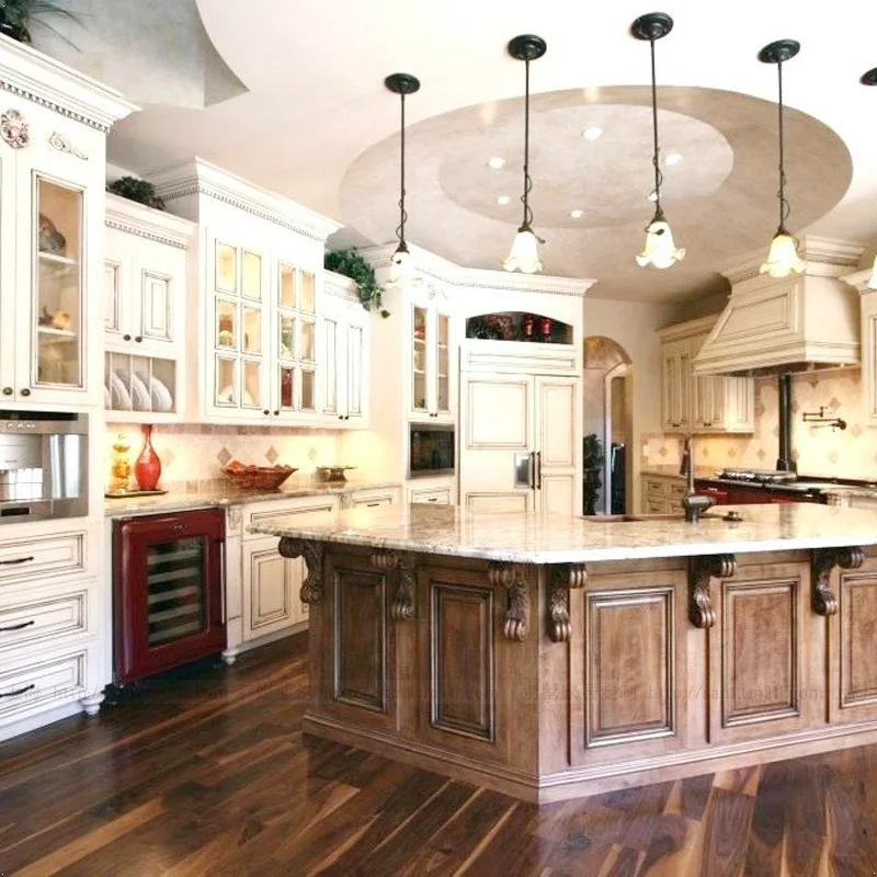 Classic villa dining table, open kitchen guide cabinet, kitchen island, integrated with dining table image 2
