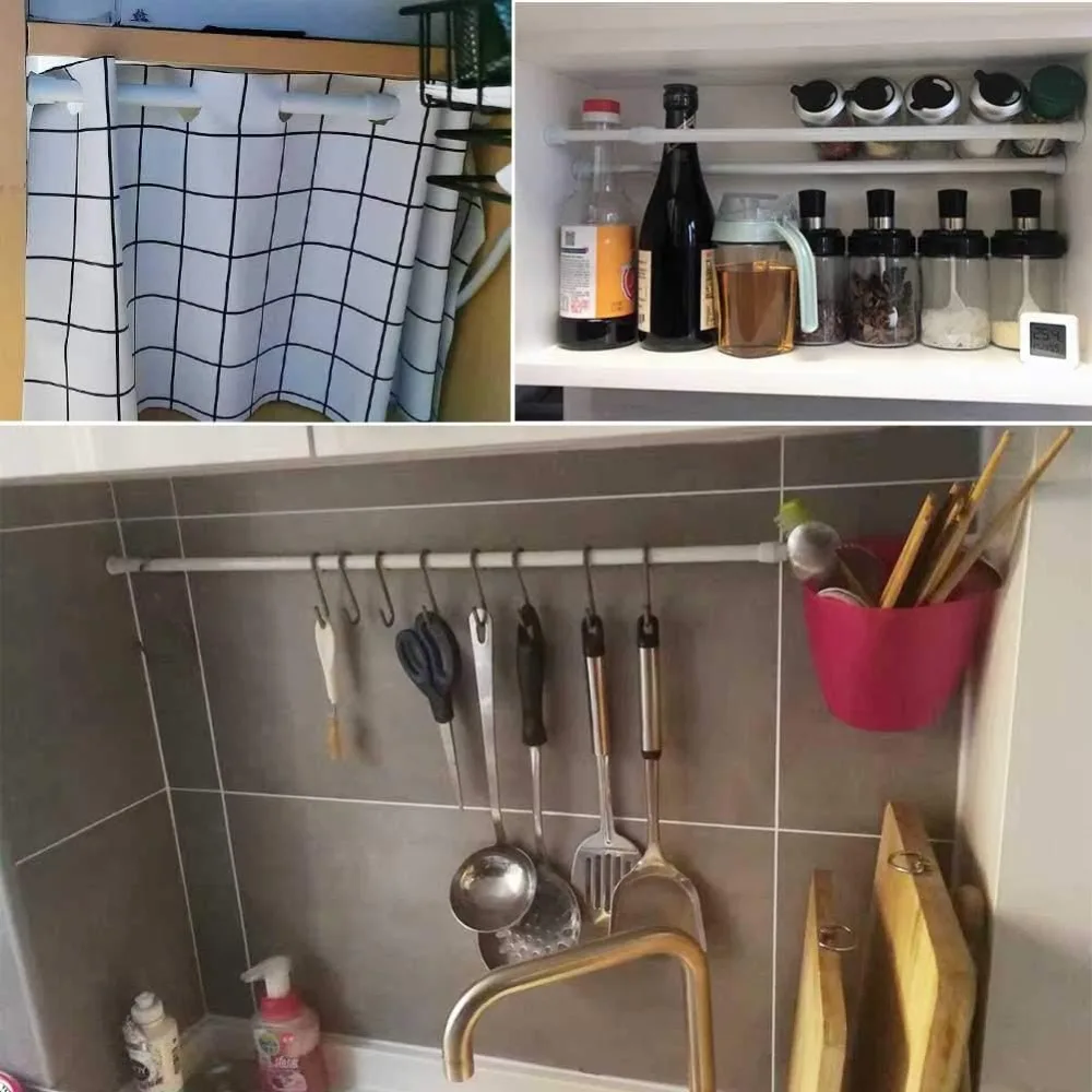 Adjustable Spring Tension Curtain Rod 28-43in, Heavy Duty Steel, No Drill, Non-Slip for Kitchen Bathroom view 6