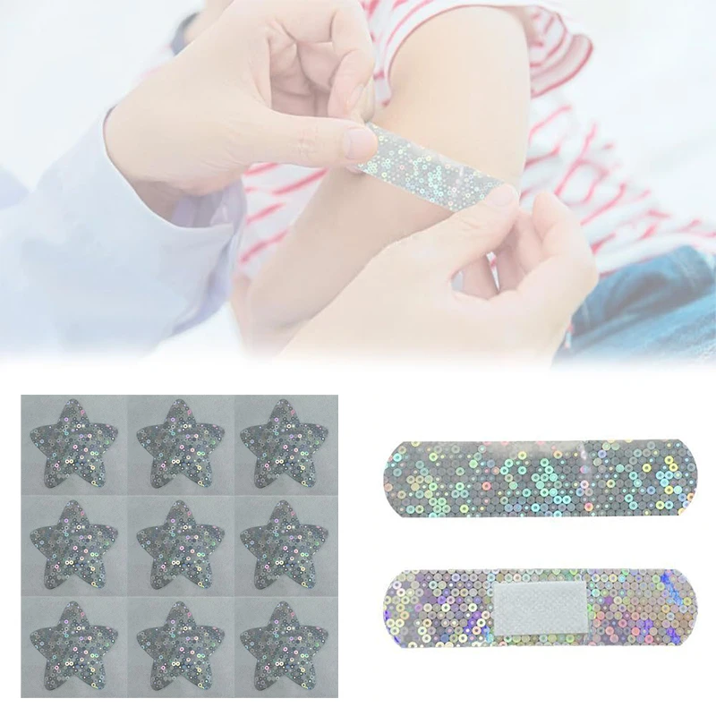 20pcs Laser Flicker Band Aid Cartoon Star ferita cerotti per bambini bambini ragazze ragazzi medicazione Patch bende adesive Bandaids