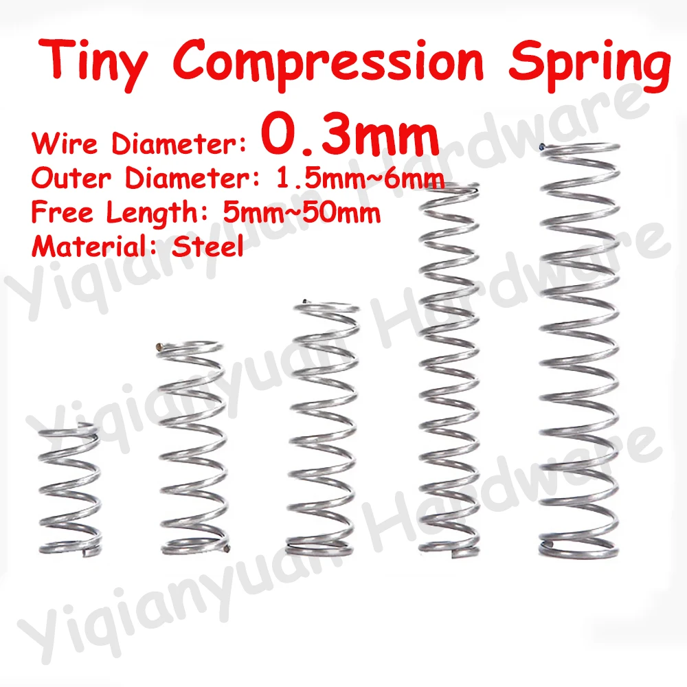 

10Pcs Wire Diameter 0.3mm Cylidrical Coil Compression Spring Rotor Return Compressed Spring Release Pressure Spring Steel 65Mn