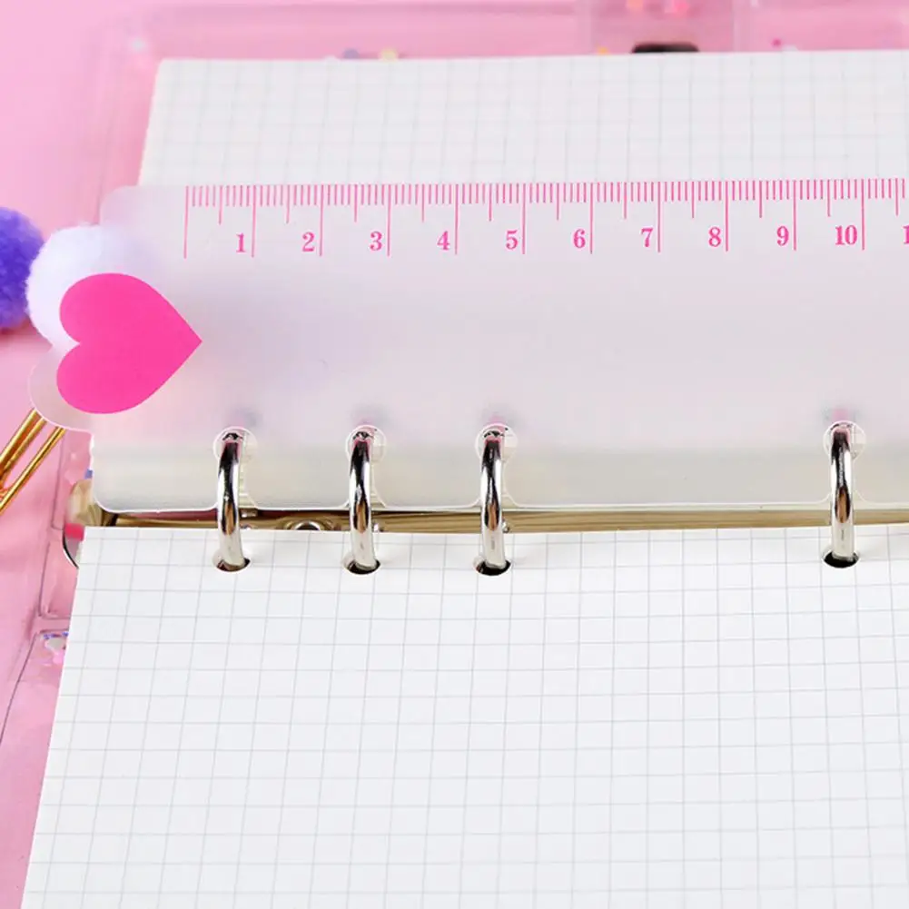 2Pcs 15/20cm Bookmark Ruler Clear Pattern Precise PVC Adorable Heart Pattern Scrapbook Ruler Binder Index Divider For Students