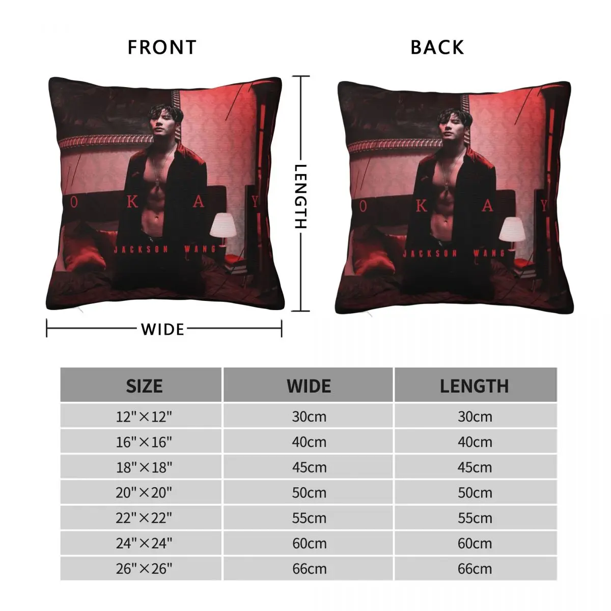 Jackson Wang OKAY Got7 Square Pillowcase Polyester Linen Velvet Pattern Zip Decorative Pillow Case Bed Cushion Cover