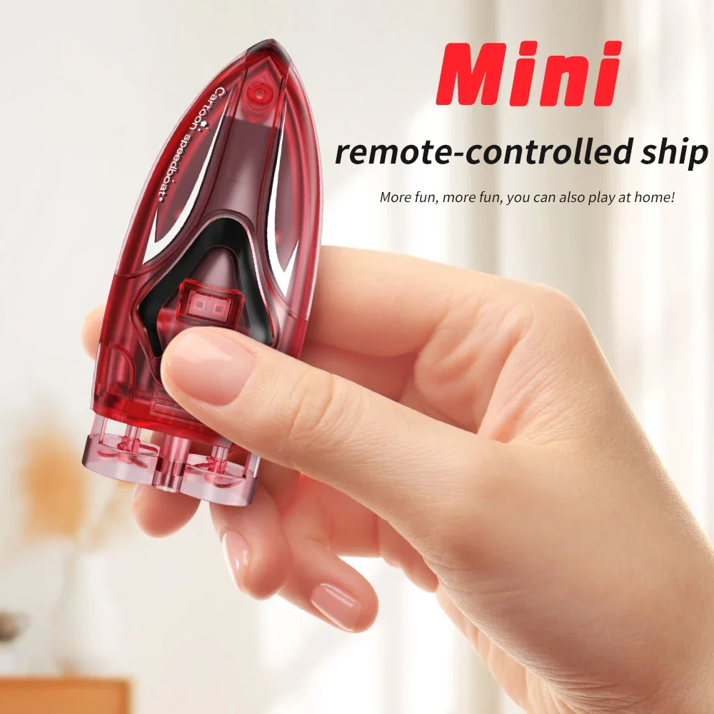 เรือบังคับวิทยุขนาดเล็ก 2.4G รุ่นการ์ตูน: เรือสปีดโบ๊ทกันน้ำพร้อมไฟสุดเท่ - เรือบังคับแบบพกพาและของขวัญสำหรับเด็ก