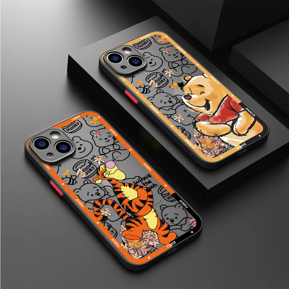 Disney Winnie the Pooh Matte Case for iPhone 12 14 Pro 13 Mini XR SE 15ProMax 11 Pro XS Max 7 8 Plus TPU Silicone Soft Cover