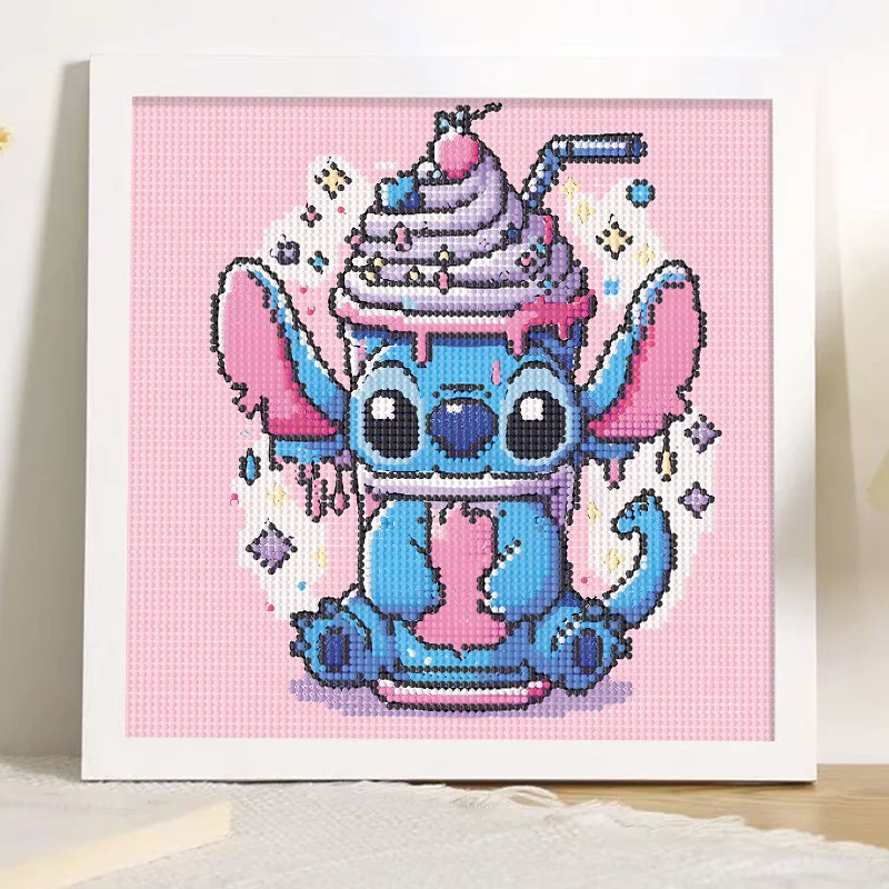 25*25cm 5D Child Diamond Painting Mickey Mouse Stitch Sticking Full Drills Embroider Decoration Draw Handiwork Material Packs