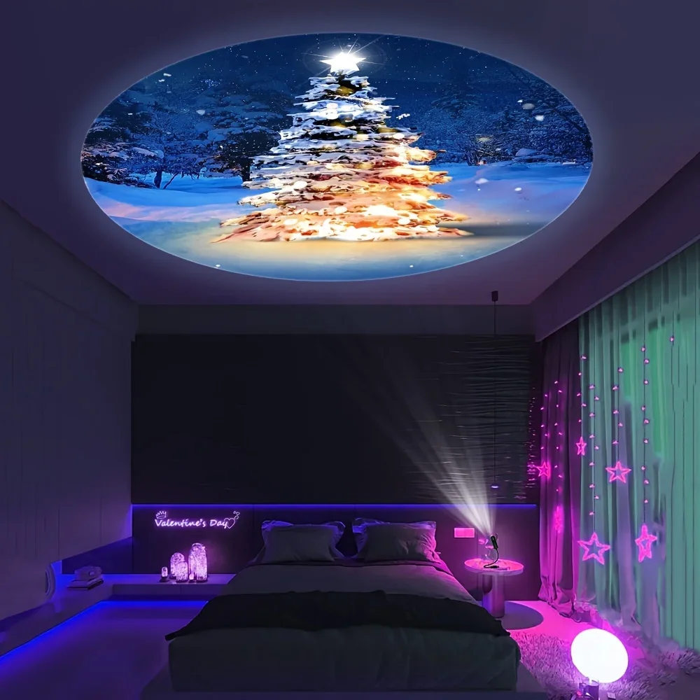 1/3/6 احتفالي LED العارض مصباح عيد الميلاد تحت عنوان أنماط USB بالطاقة 360 °   ضوء ليلي قابل للدوران لتزيين عطلة المنزل