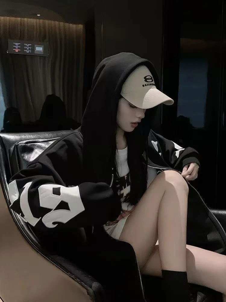 هذا العام الجديد الخريف والشتاء المد العلامة التجارية إلكتروني الأزياء مقنعين زوجين هوديي كبار تصميم الشعور معطف فضفاض كبير الحجم #3