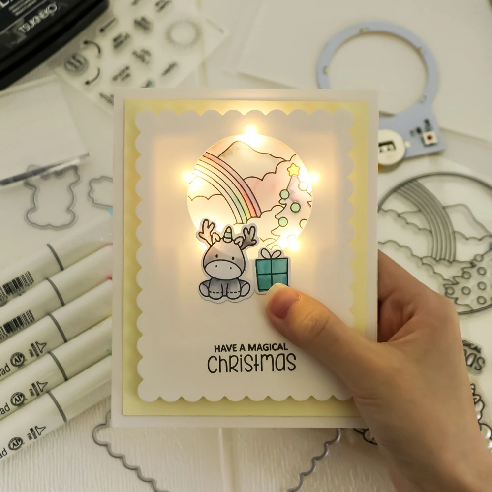2/3/4 sztuk/zestaw Halo Lights samoprzylepne podświetlane jednostki z ciepłymi białymi diodami LED łatwe światła do tworzenia świecących kart artykuły rzemieślnicze