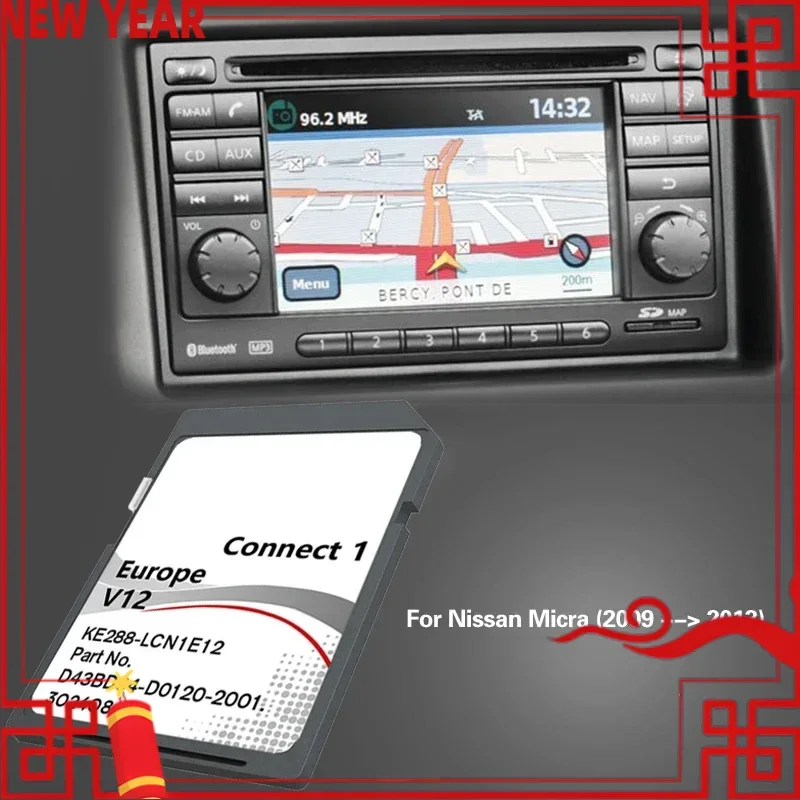 for Nissan Micra 2009-2013 Connect1 V12 Navi GPS Update Map Data Memory Card EU