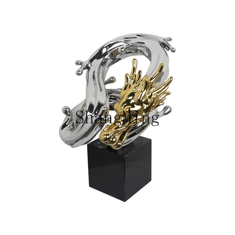 CL  Electroplated Gold Dragon Artwork Soft  Room TV Cabinet Artistic Coiled Dragon Ornament