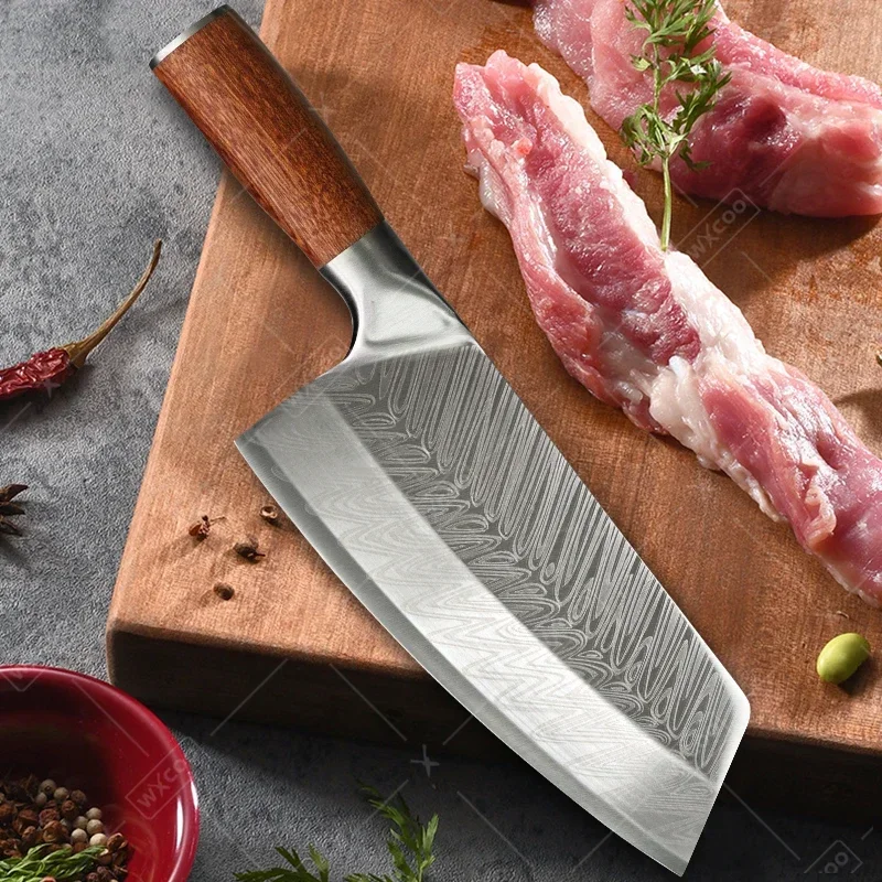 WXCOO متعددة الأغراض سكين الطاهي لوازم المطبخ الفولاذ المقاوم للصدأ سكين التقطيع المطبخ اللحوم الساطور سكاكين الجزار سكين قطعة العاج #2