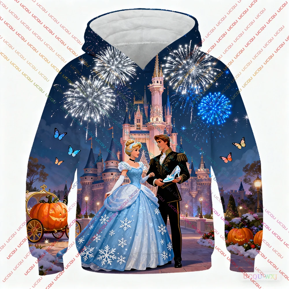 Christmas Disney Princesses Women's Pure Sweatshirt Hooded Sweatshirt Fashion Casual Pants Unique Print Plus Size Streetwear
