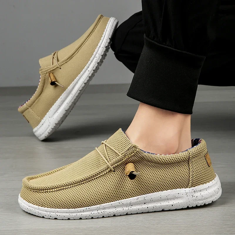 Men Casual Shoes Slip on Canvas Loafers Comfortable Walking Flats for Man Dude Non Slip Soft Moccasins Sneakers Summer