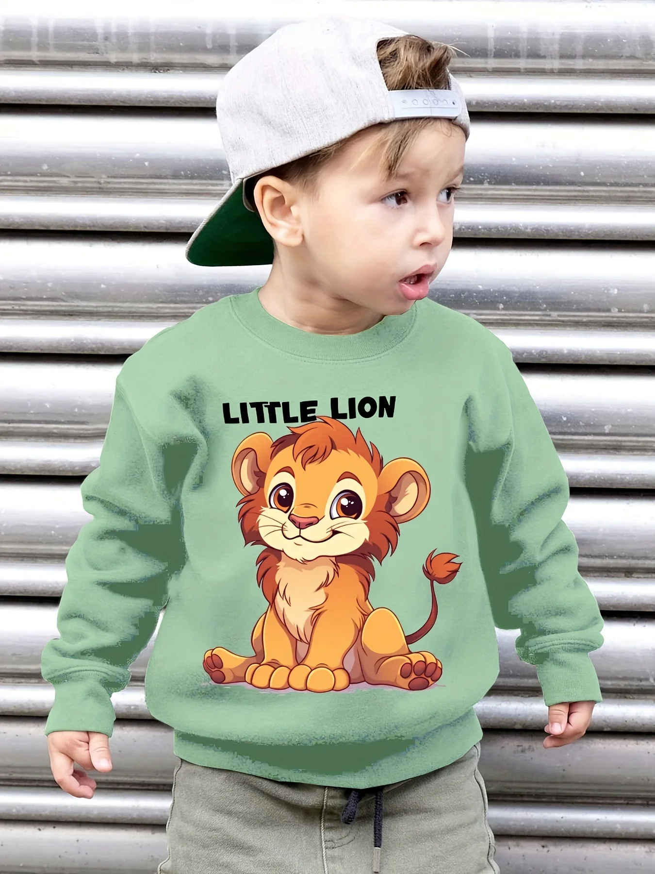 سويت شيرت بياقة دائرية عصرية جديدة للأطفال لعام 2025، نمط أسد صغير لطيف مطبوع ثلاثي الأبعاد، ملابس يومية، ملمس ناعم #1