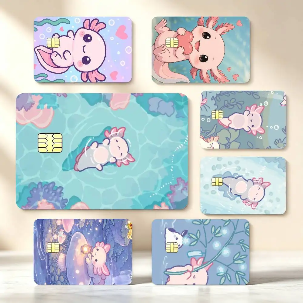 C-Cute Pink A-Axolotl Cartoon Credit Card Stickers Skin For Bank Debit Decorative Protection Scratch-resistant Gift