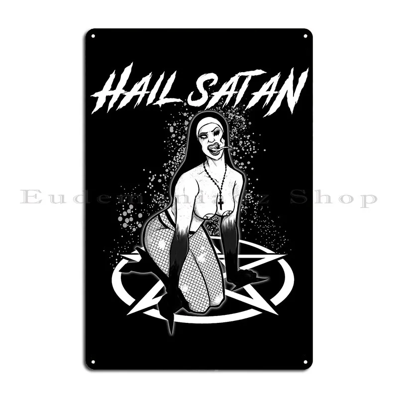 Hail Satan Metal Sign Wall Mural Painting Wall Decor Iron Retro Tin Sign Poster