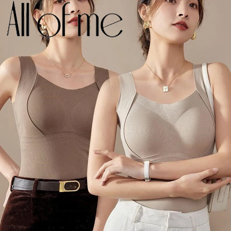 1 Stück Thermounterwäsche-Weste für Damen ohne BH, weich, ärmellos, mit integrierten 3D-Cups, warm, schmal geschnitten, Winter-Basisschicht-Oberteil