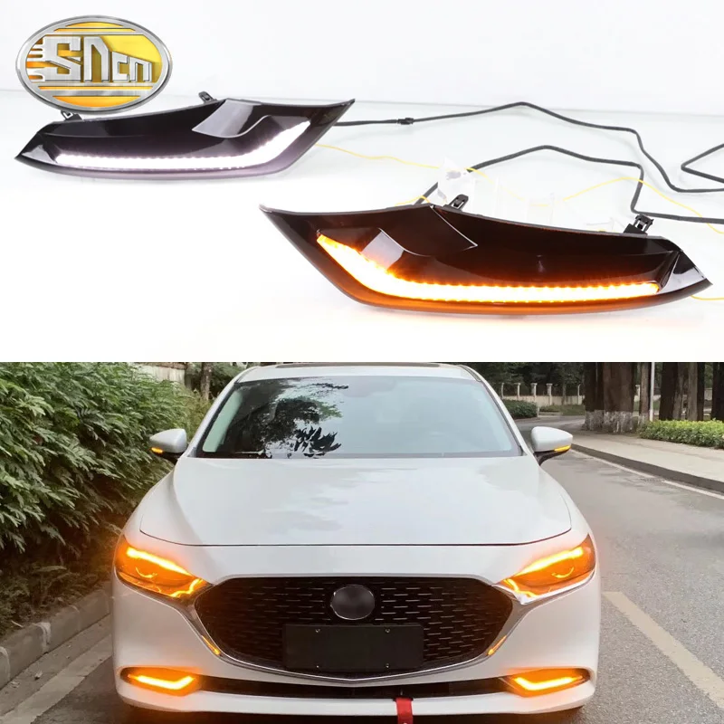 2PCS For Mazda 3 Axela 2019 2020 Dynamic Turn Yellow Signal Function 12V ABS Waterproof Car DRL Lamp LED Daytime Running Light