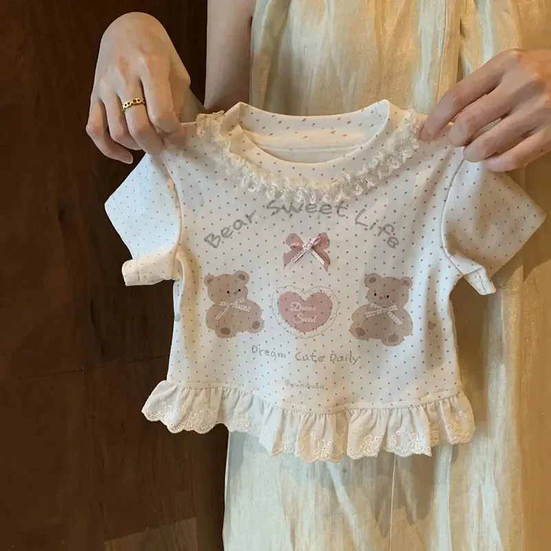 

Girls' Sweet Outfit Set for Kindergarten Summer Toddler Baby Stylish Short Sleeve Top and Anti-Mosquito Pants Two-Piece Set