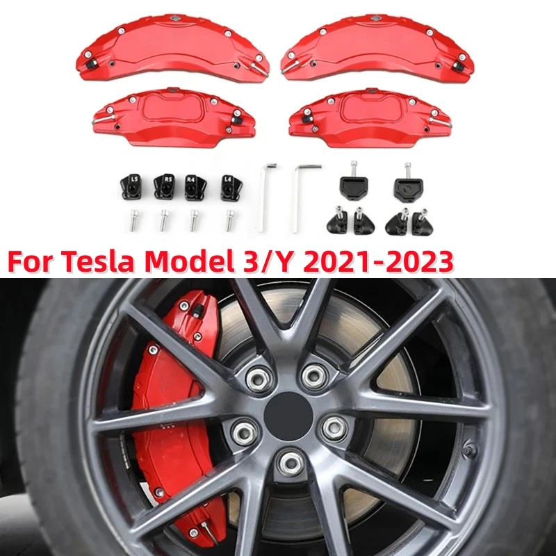 

4Pcs 18-20 Inch Brake Caliper Cover Special Aluminum Alloy Wheel Hub Caliper Cover For Tesla Model 3/Y 2021-2023