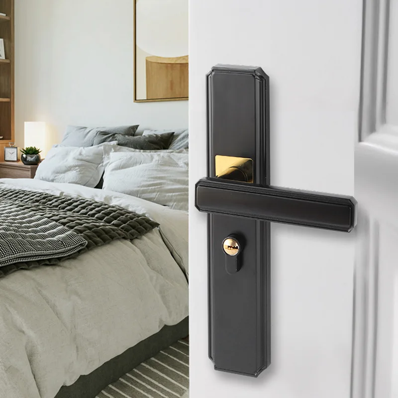 European style door lock black and white modern minimalist light luxury home universal bedroom indoor wooden door lock