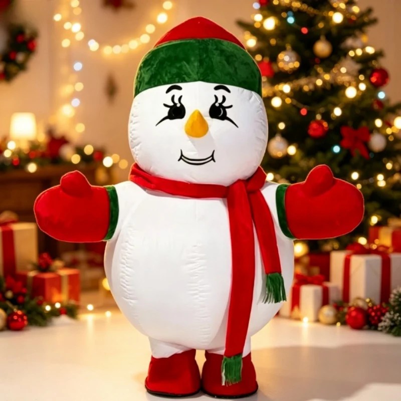 Disfraz de muñeco de nieve inflable, atuendo para adultos, traje llamativo, regalo de cumpleaños, accesorio para fiestas de carnaval y celebraciones navideñas.