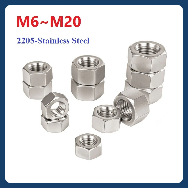 

Guangluo 2205 Duplex Stainless Steel Metric Coarse Thread M6 M8 M10 M12 M14 M16 M20 DIN934 Hex Hexagon Nuts