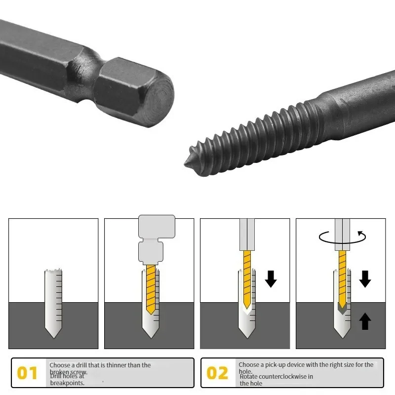 5pcs Hex Screw Extractors Broken Damaged Screw Extractor Drill Bit Guide Set Broken Bolt Remover Easy Out Set Power Tools