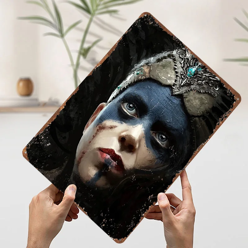 Hellblade ملصق معدني القصدير علامات الملصقات على جدار الفن جدارية علامة معدنية مخصصة لتزيين جدران فن الأشياء لتصميم الغرفة