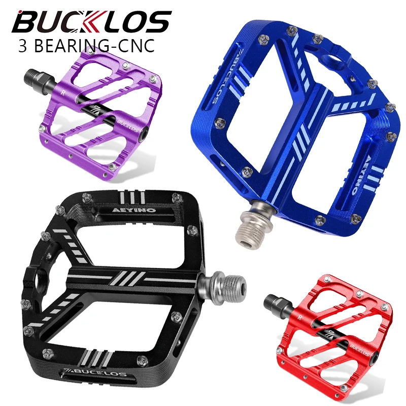 

BUCKLOS MTB педаль с ЧПУ для велосипеда, плоские педали из алюминиевого сплава, 3-подшипник, педаль для шоссейного горного велосипеда, нескользящие велосипедные педали, часть велосипеда