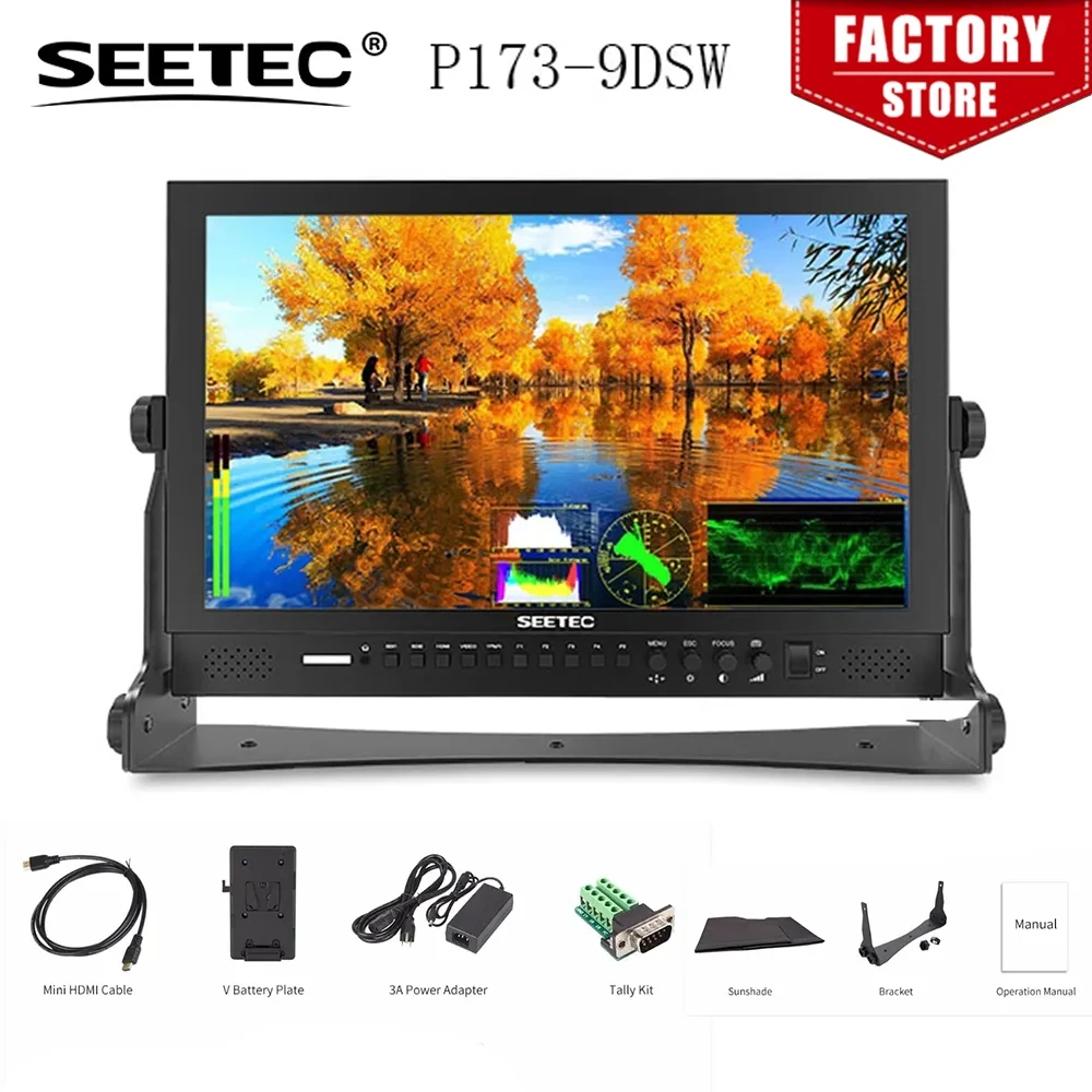 

Seetec P173-9DSW 17.3 Inch FHD 1920x1080 Broadcast Monitor with 3G-SDI HDMI Waveform Vector Scope LCD Director Monitor