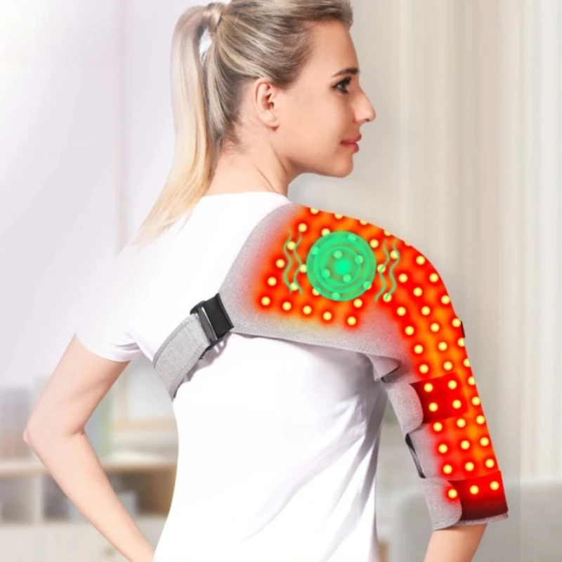 Red Light Heating Massage Shoulder Support Belt 3-Speed Vibration Muscle Relaxation Shoulder Brace Relief Pain Relieve Stress