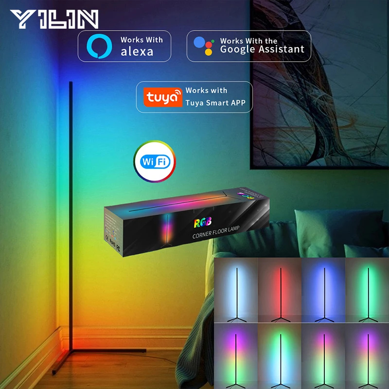 

RGB светодиодный торшер Smart Tuya APP и дистанционное управление Dream Color Stand Floor Light 16 миллионов цветов, меняющих цвет, украшает настроение