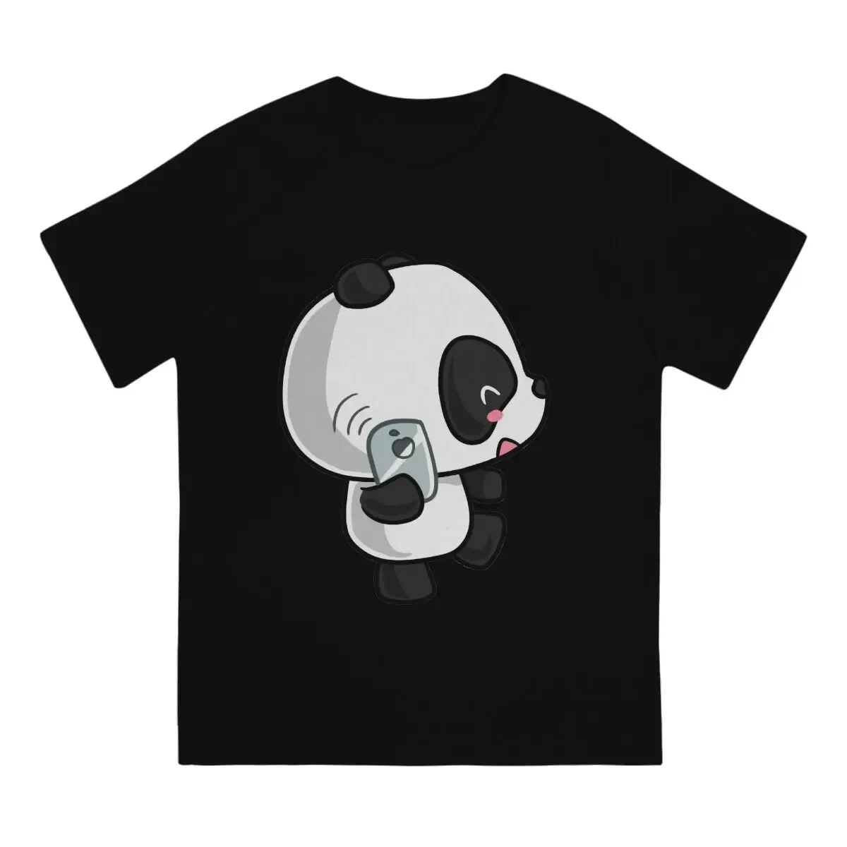 Kawaii Panda On The Phone Unique TShirt Kawaii  Anime Panda Casual T Shirt Hot Sale T-shirt For Adult