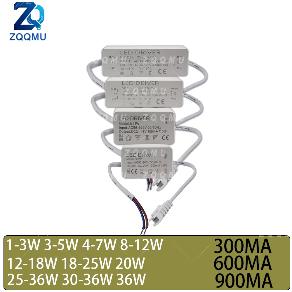 LED Driver Power Supply Transformer AC85-265V 1-3W 3-5W 4-7W 8-12W 12-18W 18-25W 25-36W 36W Constant Current for LED Lighting