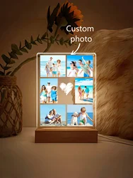 Personalized custom photos, custom acrylic plaque nightlight with printed photos, suitable for friends, family, anniversary gift