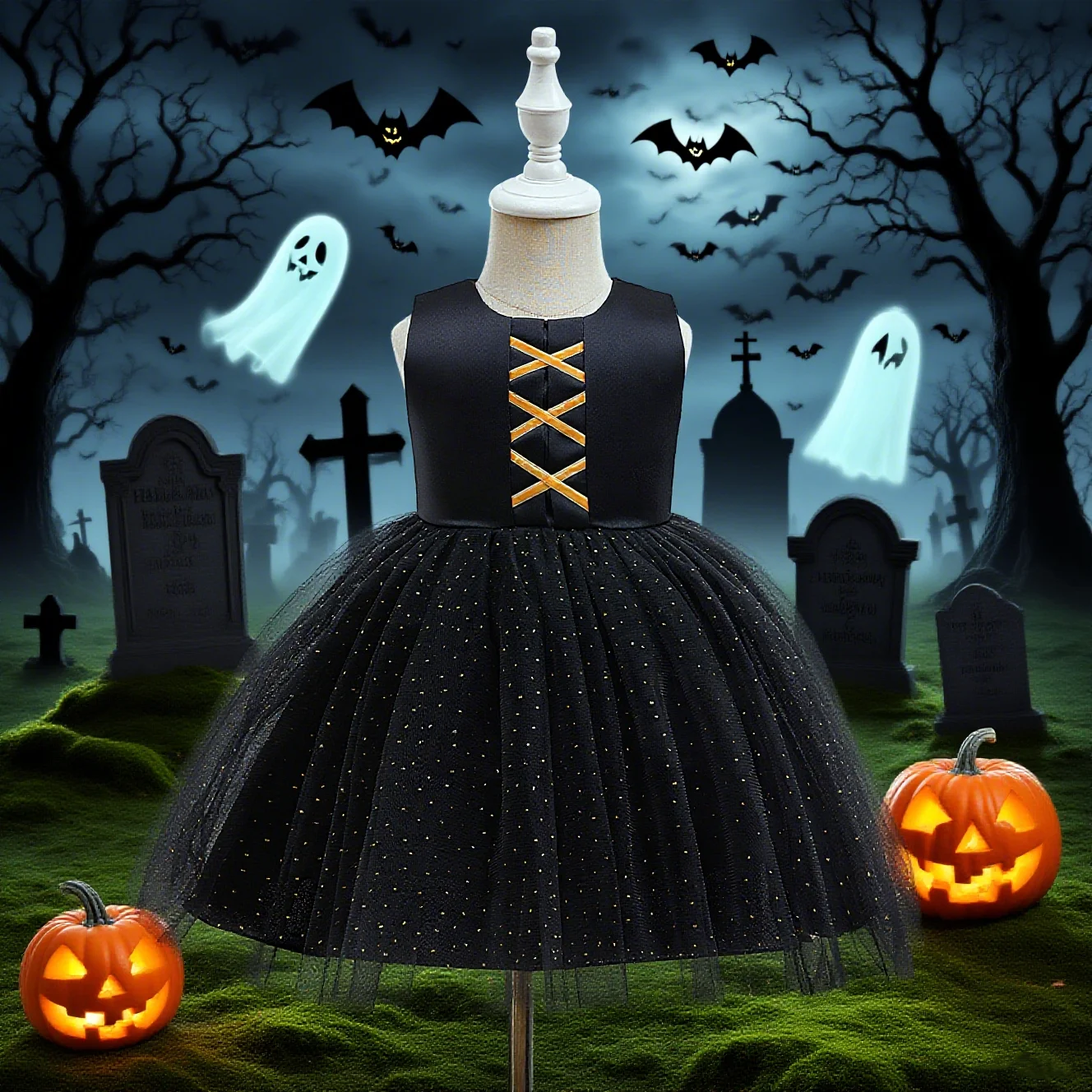 

Платье для девочек, черный костюм на Хэллоуин, платье для маленьких девочек, подходящее для фестиваля Хэллоуина, подарок на Хэллоуин, сетчатая юбка