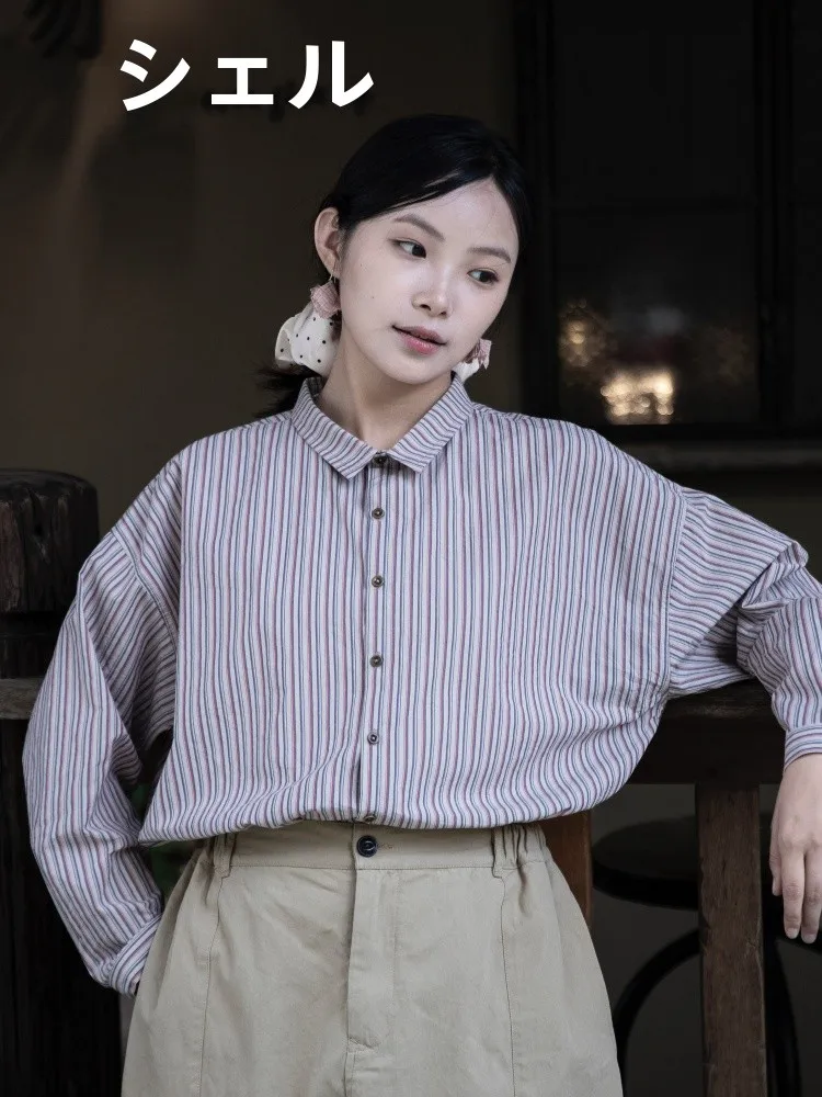 

Original 150 Thread Count 100% Cotton Artistic Striped Shirt Top Rain Wen She City Collection Comfortable Breathable Wo...