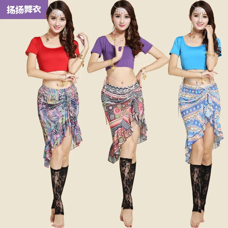 

Одежда для танца живота для взрослых, тренировочный костюм Xia из модала, большой размер, сексуальная короткая юбка с цветочным принтом, тренировочный костюм