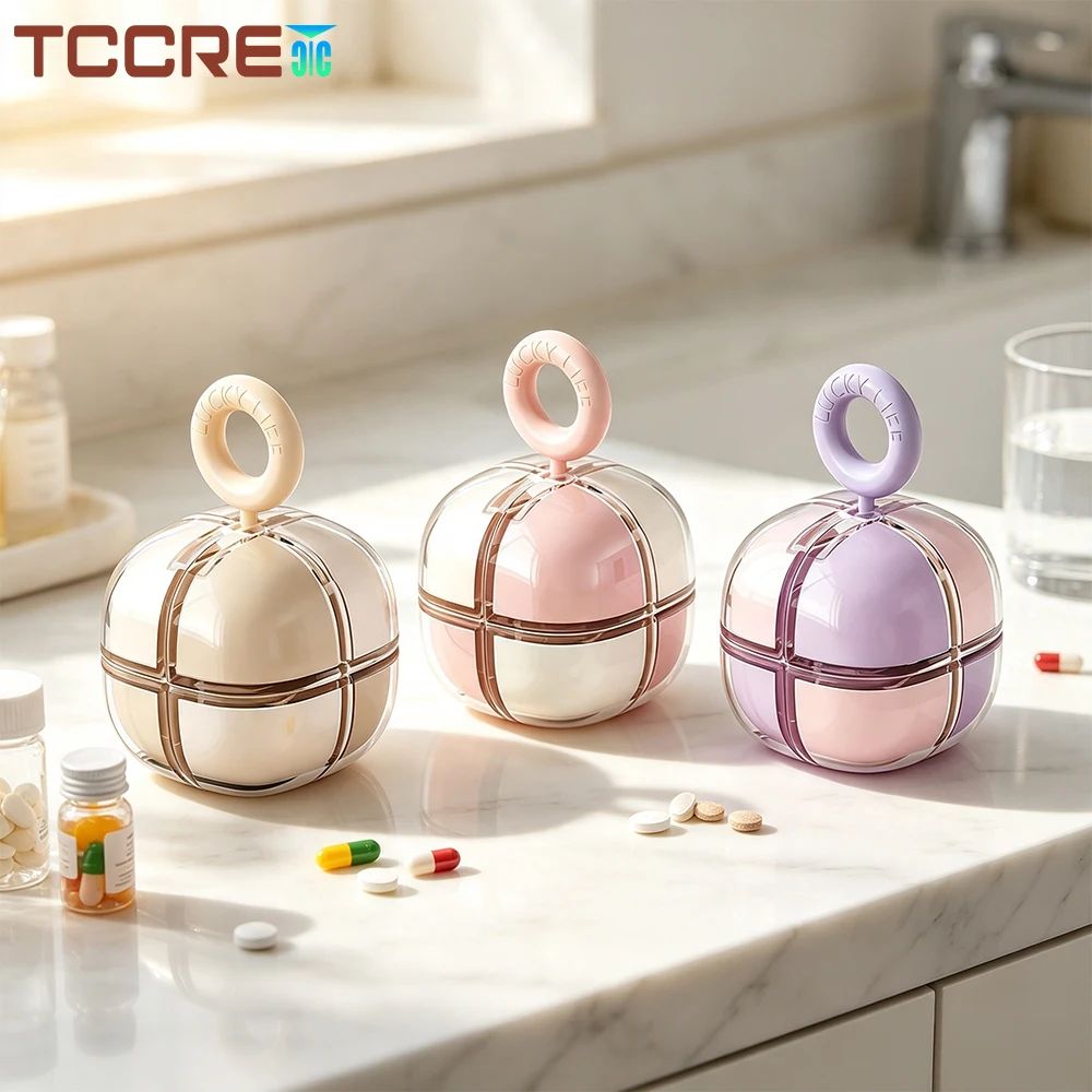 1/2/3Pcs Weekly 7 Day Pill Organizer with Magnetic Design, Detachable Pill Box Case for 8 Compartments for Vitamins Medication