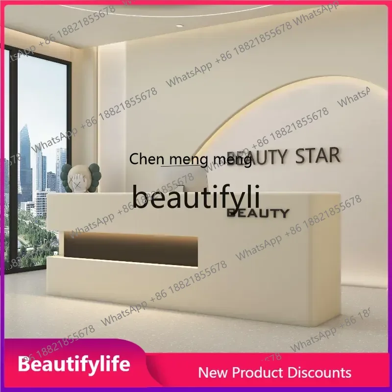 CC Beauty Salon Clothing Store Cashier Counter Simple Luxury Anti-Collision Rounded Front Desk Reception Desk