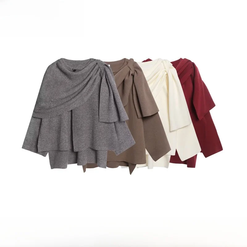 

Autumn Winter New Arrival Women's Cloak Sle round Ne Long Sve ort Coat Jaet Street Sle Loose Fit Polyester Fiber