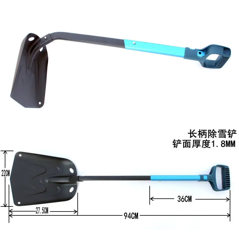 Aluminum Alloy Snow Shovel for Car and Outdoor Camping, Foldable Long Handle Ice Scraper with Rotating 360 Degree Head