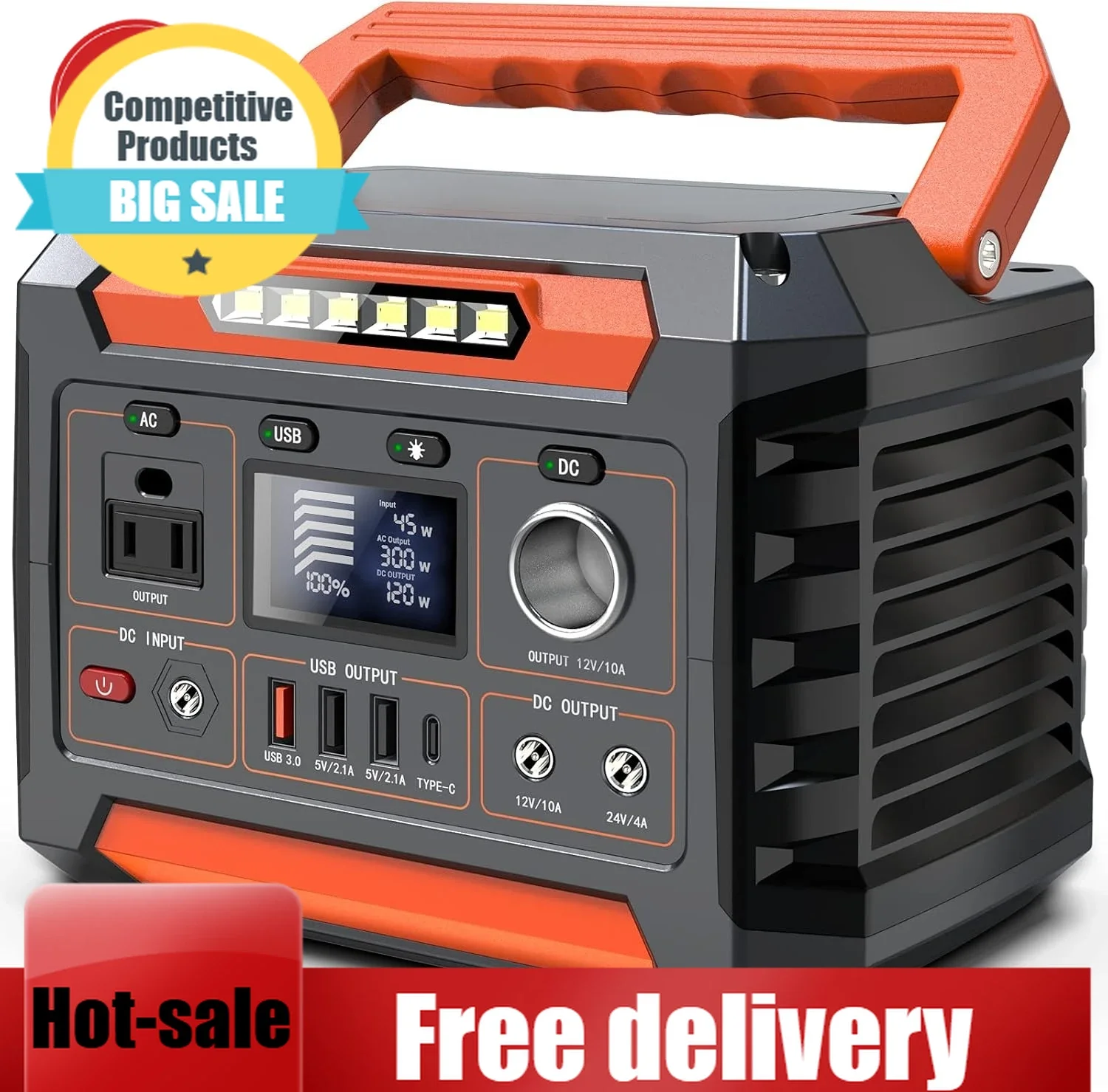 

Home Backup-300W Portable Power Station, 299Wh/80818mAh Solar Generator, Regulated DC Output Backup Battery With Pass-Through Ch