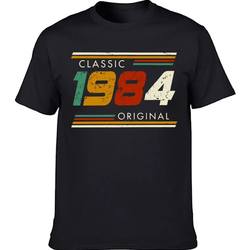 

Retro Vintage 1984 Tshirt Graphic Birthday Gift Short Sleeved 40 Years Old Born in 1984 Shirt 40th Birthday Summer men clothing